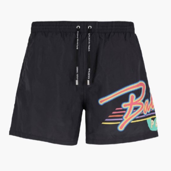 BALMAIN**Black Logo Men Swim Trunks**Med. $580 - Picture 2 of 10